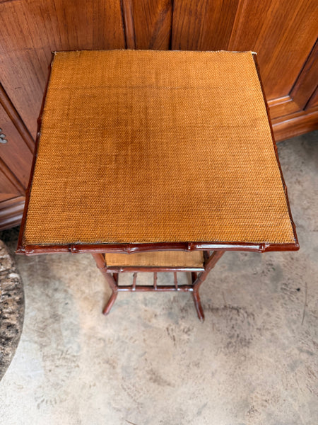 Painted Bamboo Table with Under-shelf