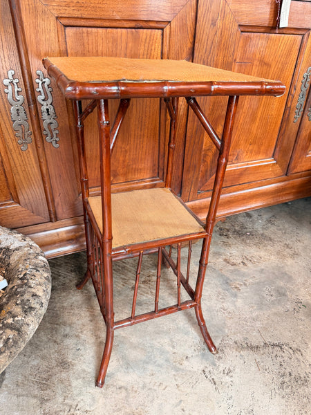 Painted Bamboo Table with Under-shelf