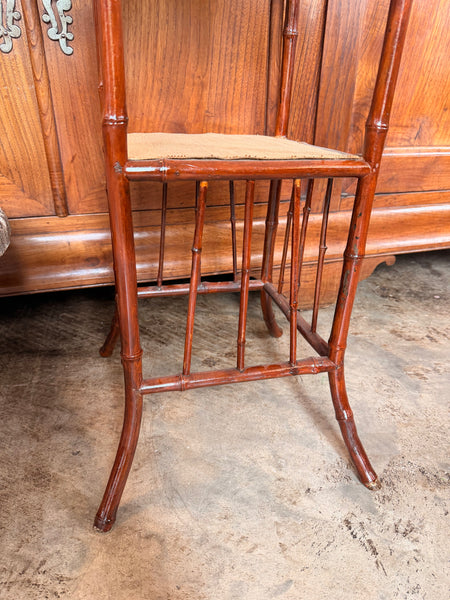 Painted Bamboo Table with Under-shelf