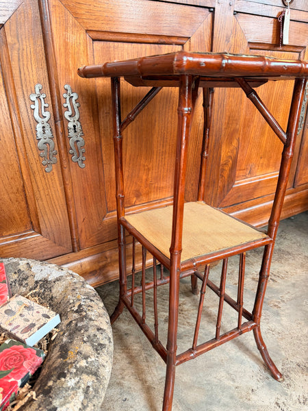 Painted Bamboo Table with Under-shelf