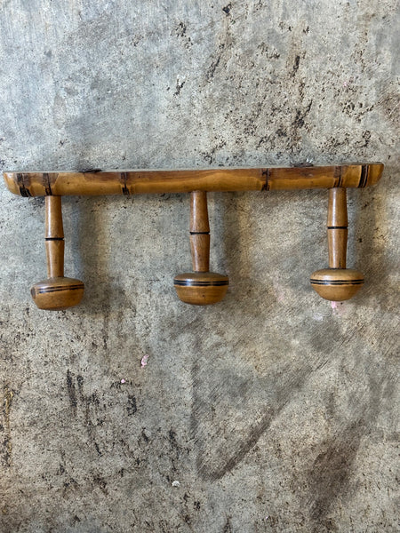 French Faux Bamboo Coat Rack, 3-Hooks