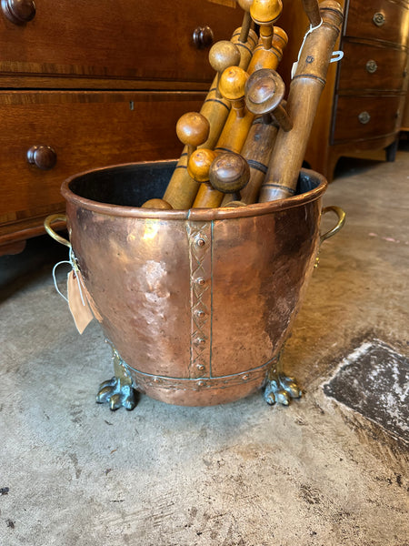 Copper Footed Planter with Brass Feet and Handles