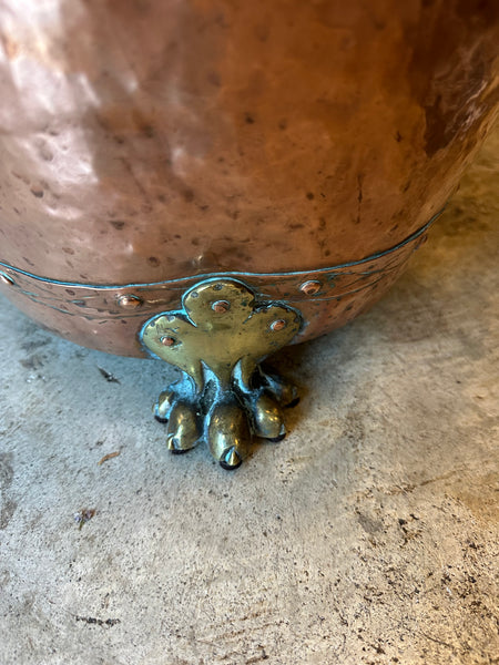 Copper Footed Planter with Brass Feet and Handles
