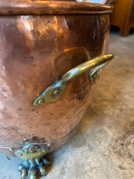 Copper Footed Planter with Brass Feet and Handles