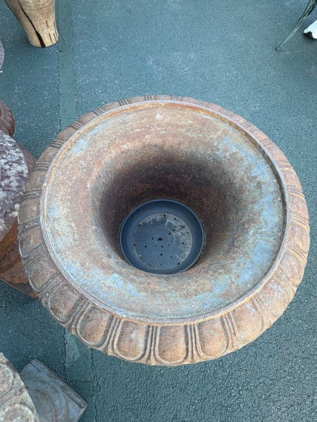 Pair of Cast Iron Urns, Original Paint