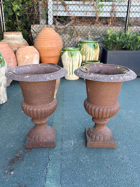 Pair of Cast Iron Urns