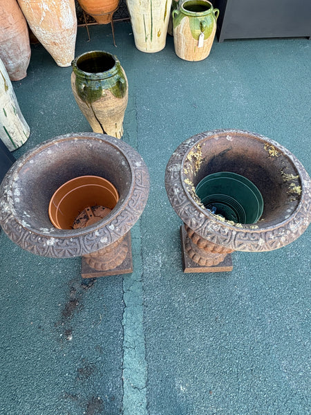Pair of Cast Iron Urns