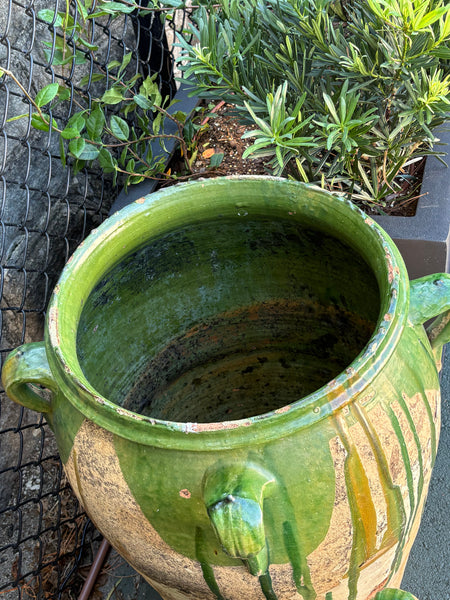 X-Large Urn with Green Glaze, Four Handles