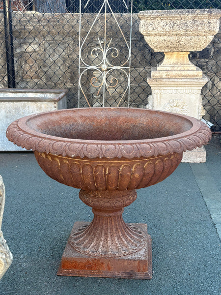 Large Pair of Cast Iron Urns