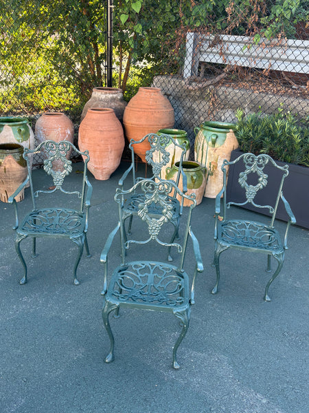 Set of Four Painted Vintage Aluminum Chairs