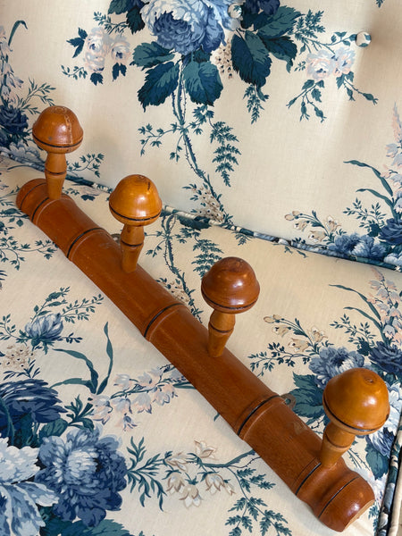 French Faux Bamboo Coat Rack, 4 Hooks