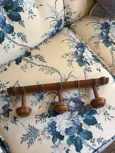 French Faux Bamboo Coat Rack, 3 Hooks