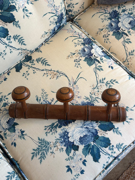 French Faux Bamboo Coat Rack, 3 Hooks