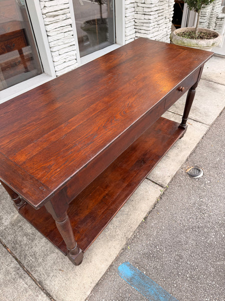 French Two-Drawer Oak Drapery Table