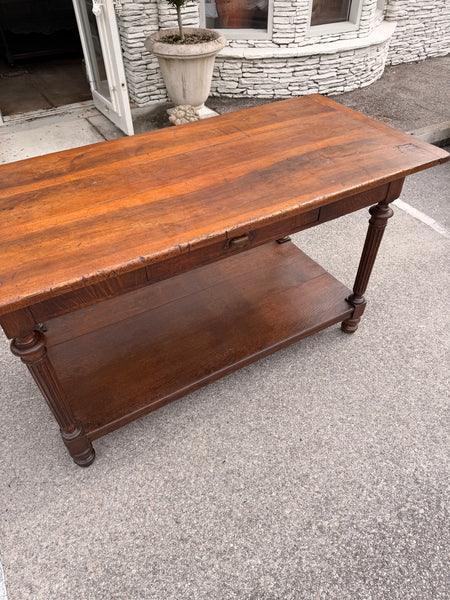 French Walnut and Oak Drapery Table