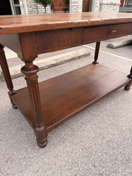 French Walnut and Oak Drapery Table