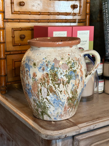 Pyrenees Jug, Blue, Rust and Deep Green Splatter