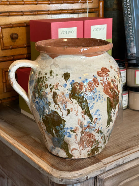 Pyrenees Jug, Blue, Rust and Deep Green Splatter