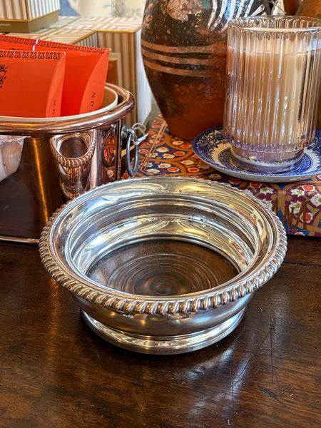 Silver Plate and Oak Wine Bottle Coaster