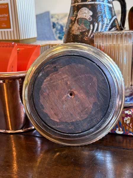 Silver Plate and Oak Wine Bottle Coaster