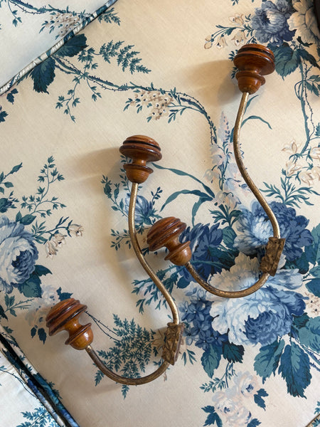 Iron and Wood Coat and Hat Hooks