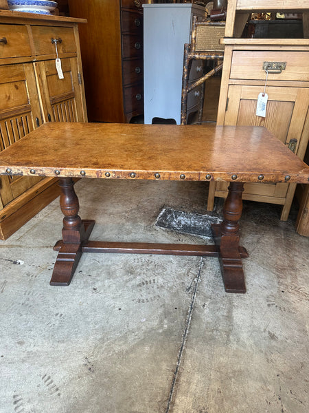 G.T. Rackstraw English Oak Coffee Table with Leather Top