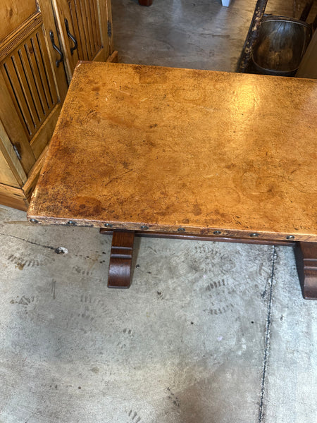 G.T. Rackstraw English Oak Coffee Table with Leather Top
