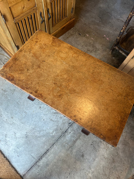 G.T. Rackstraw English Oak Coffee Table with Leather Top