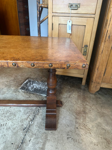 G.T. Rackstraw English Oak Coffee Table with Leather Top