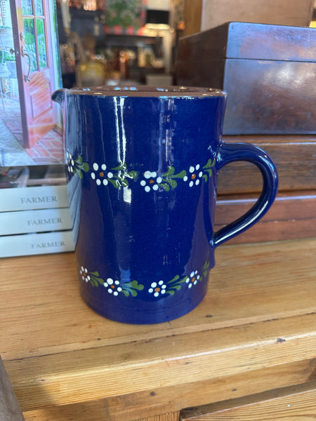 Deep Blue Jug with Floral Motif