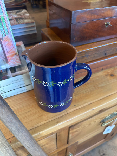 Deep Blue Jug with Floral Motif