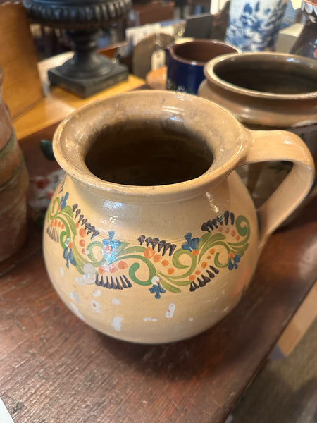 Pyrenees Jug, Mustard with Abstract Floral Motif