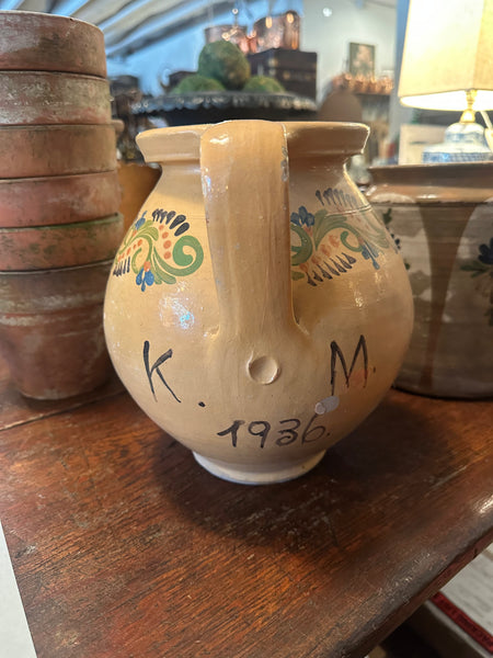 Pyrenees Jug, Mustard with Abstract Floral Motif