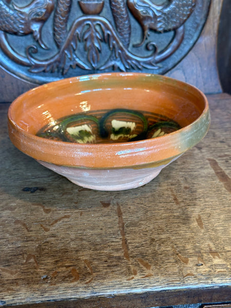 Hand Thrown and Glazed European Bowl, Bold Orange Glaze