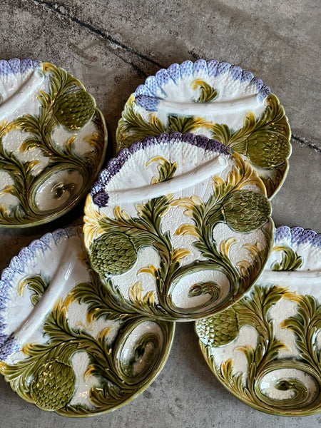 French Majolica Asparagus Plate Orchies, Circa 1890