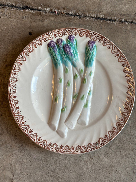 French Majolica Asparagus Plate, Salins