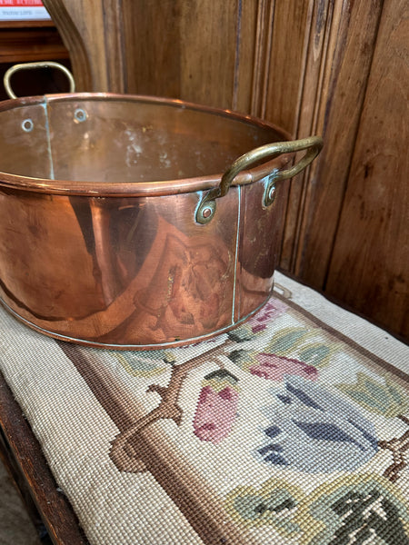 Copper Oval Planter with Brass Handles