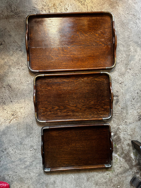 English Oak Trays, Set of Three