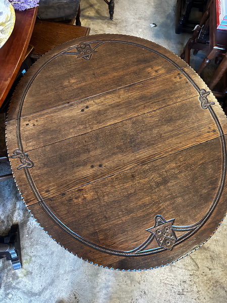English Oak Carved Top Gateleg Table