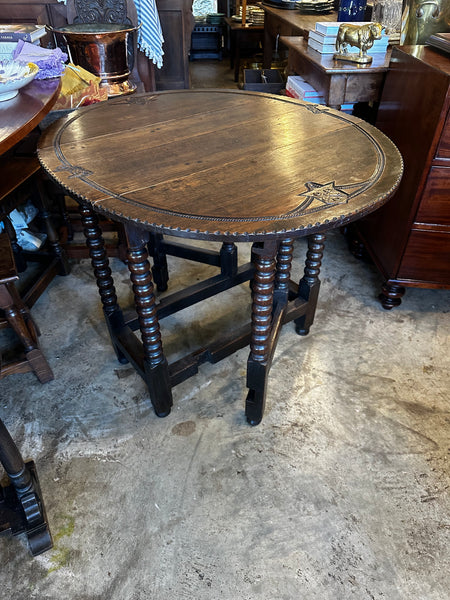 English Oak Carved Top Gateleg Table
