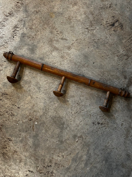 Thin French Faux Bamboo Coat Rack, 3 Hooks