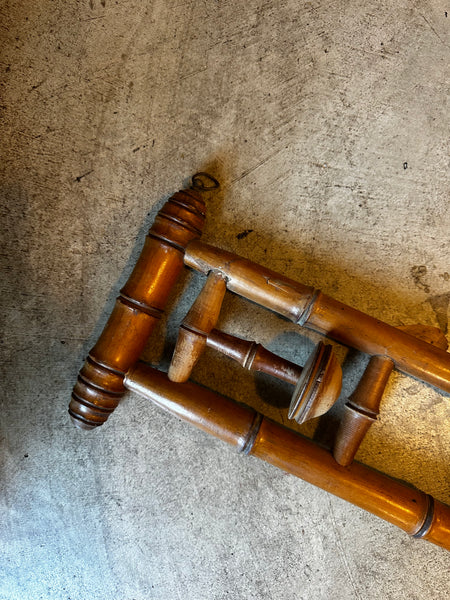 French Faux Bamboo Coat Rack, 5 Rotating Hooks