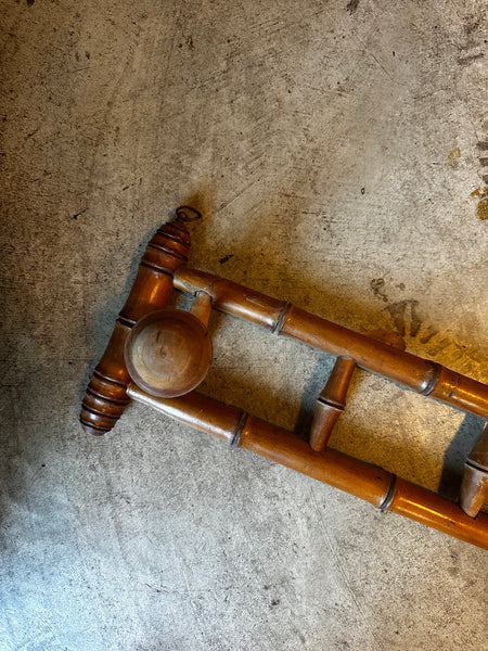 French Faux Bamboo Coat Rack, 5 Rotating Hooks