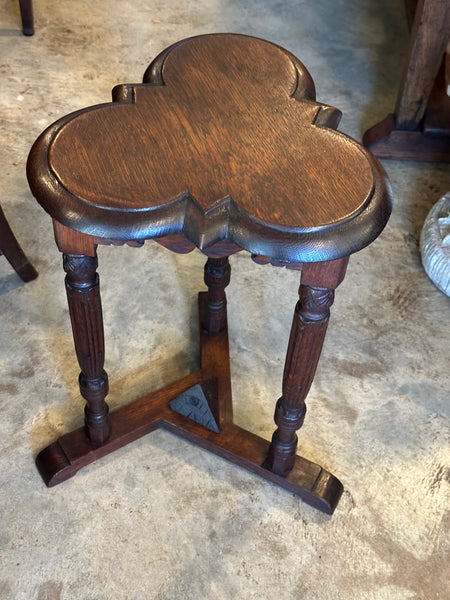Carved Oak Trefoil Table