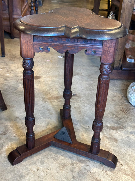 Carved Oak Trefoil Table