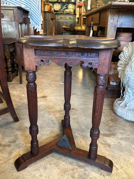Carved Oak Trefoil Table