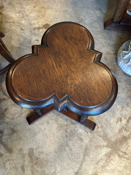 Carved Oak Trefoil Table