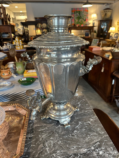 Silver Plate Samovar with Three Goblets