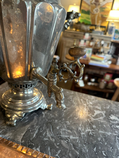 Silver Plate Samovar with Three Goblets