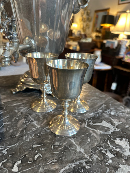 Silver Plate Samovar with Three Goblets